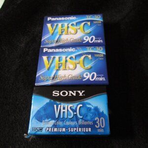 Lot of 3 Panasonic Sony VHS-C Blank Tapes NEW